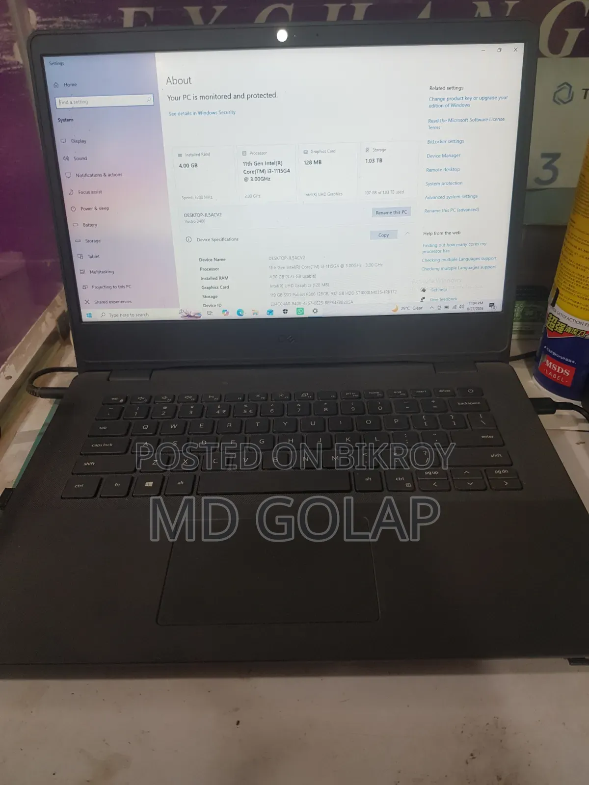 Laptop Dell Vostro 3400 4GB Intel Core I3 HDD+SSD 1T