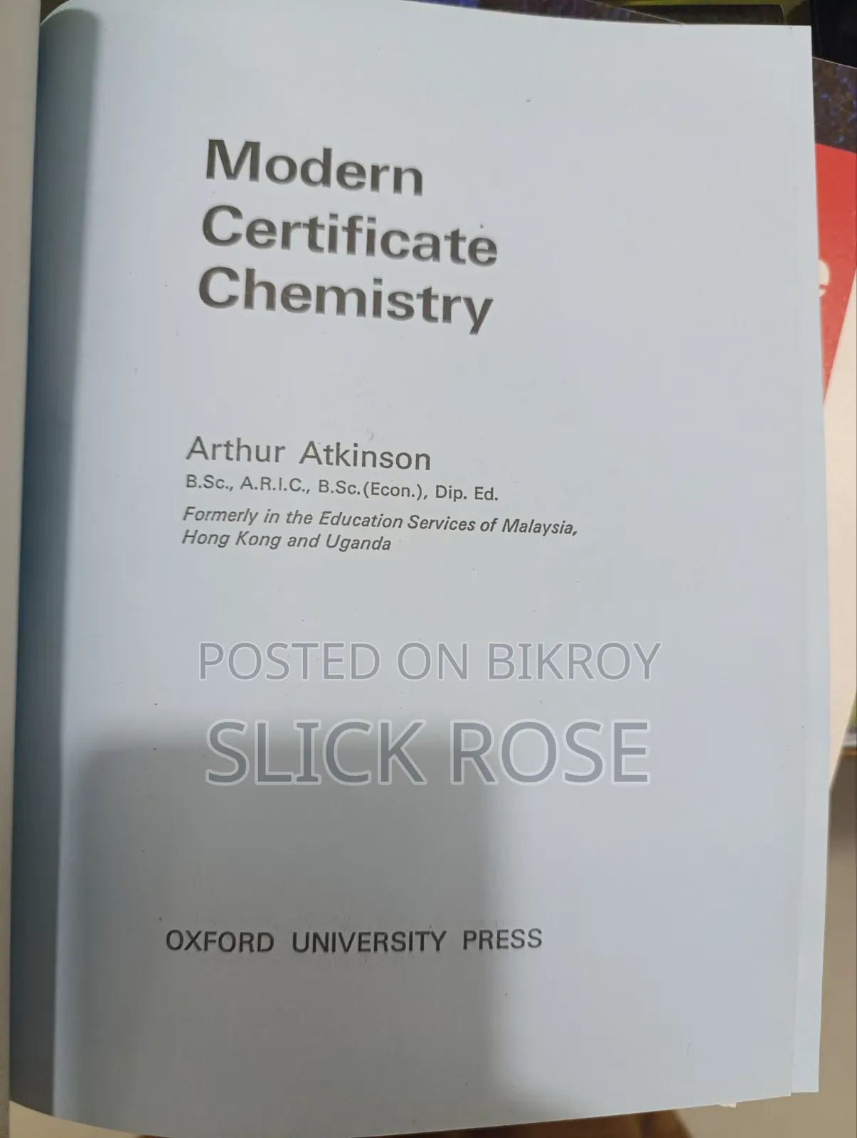 Modern Certificate Chemistry Book