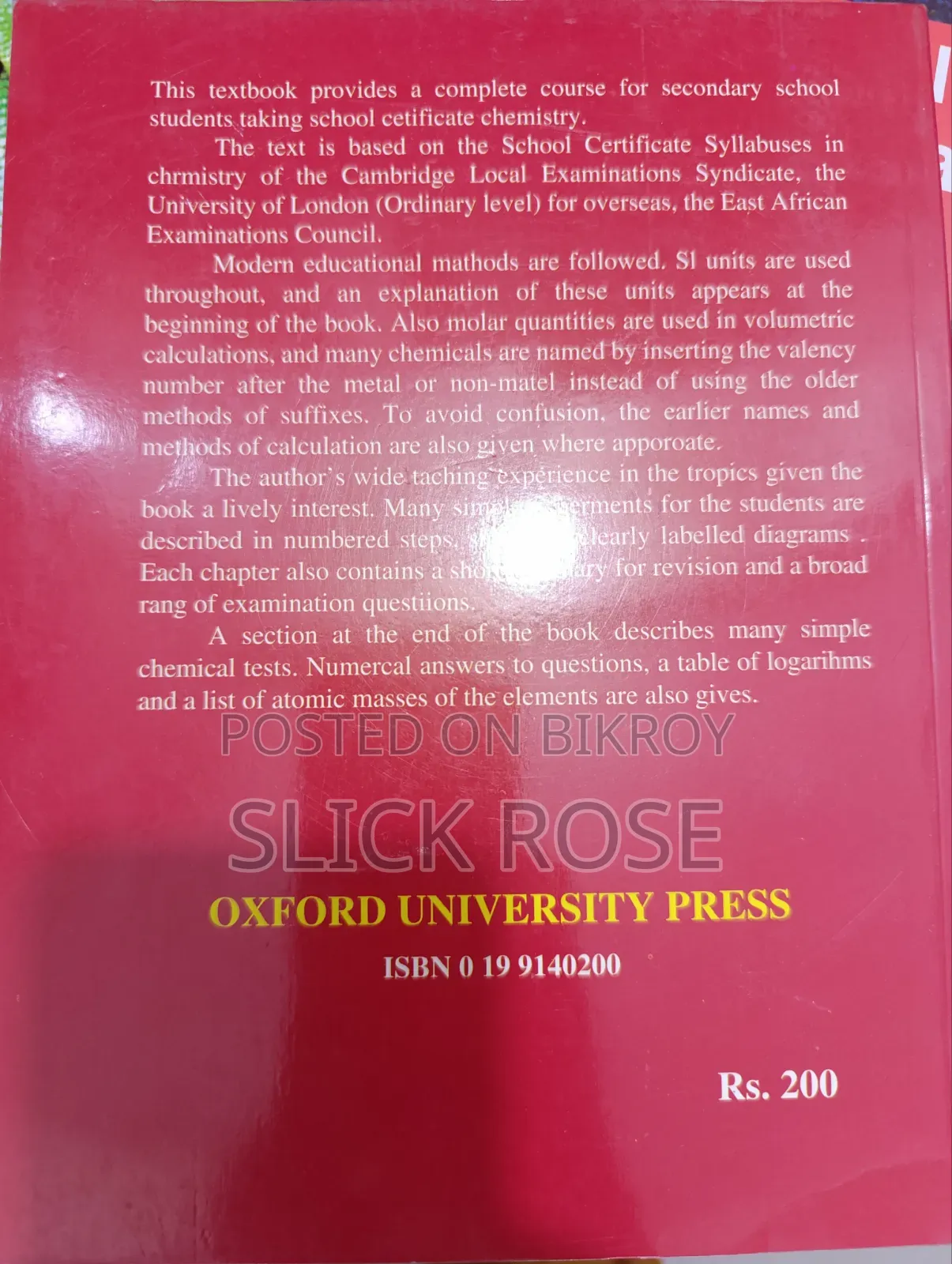 Modern Certificate Chemistry Book