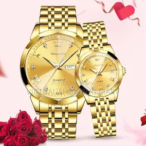Olevs Stainless Steel Fashionable Couple Watches Full Golden