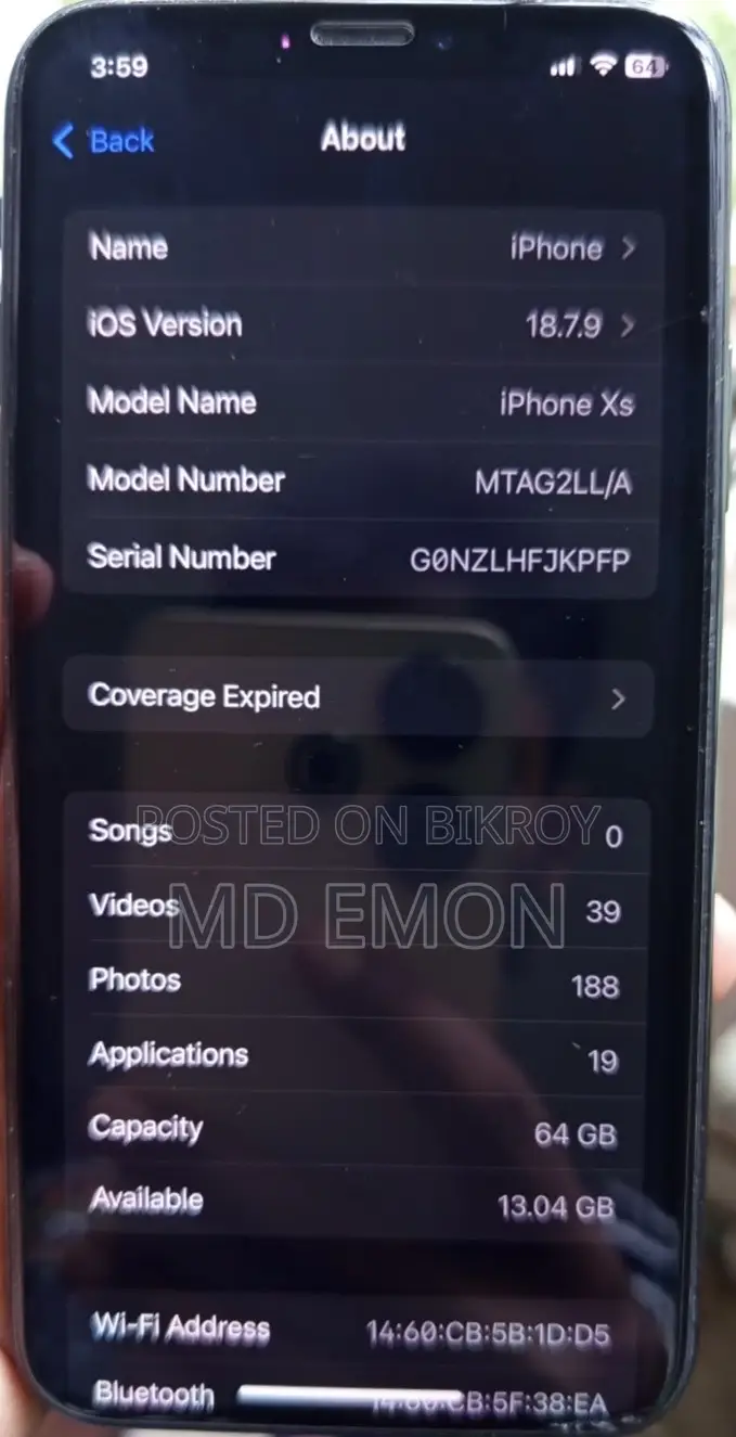 Apple iPhone XS 64 GB Black