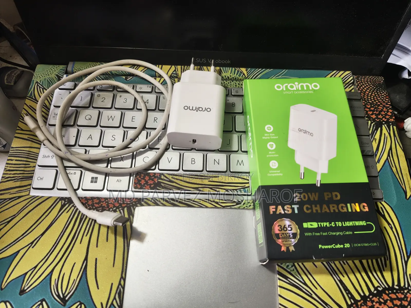 Oraimo 20W PD Fast Charger (Original) + Type-C to Lightning Cable