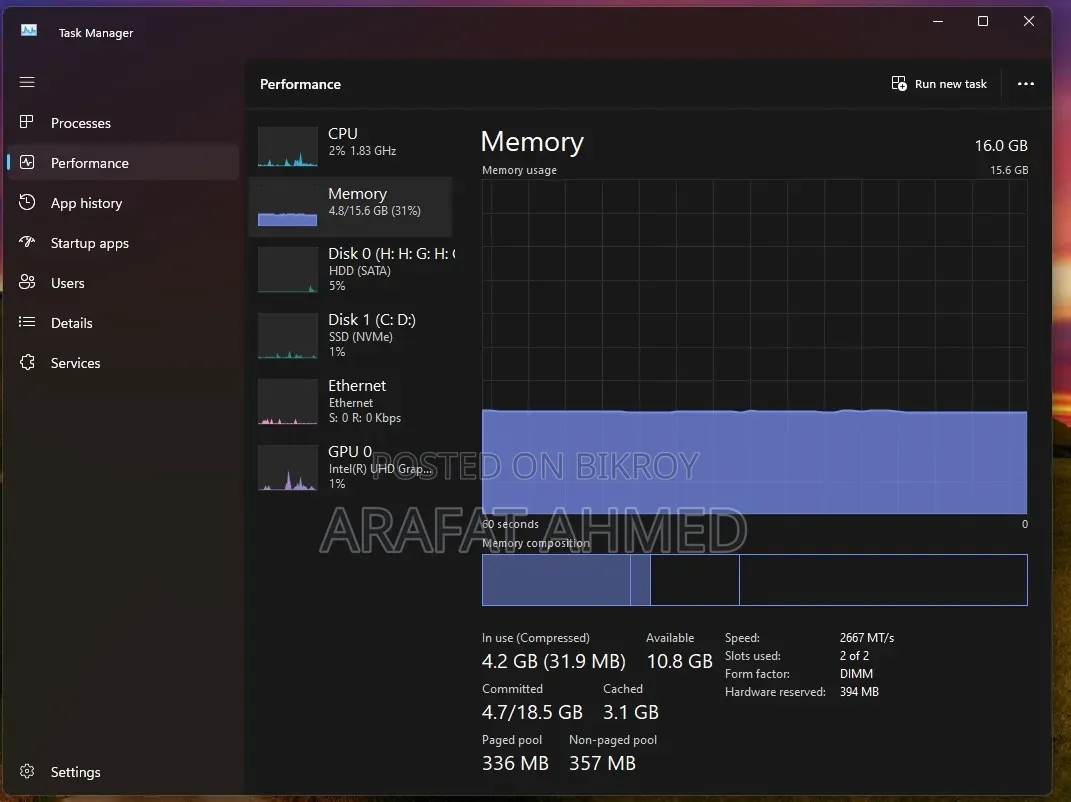 Desktop Computer 16GB Intel Core i3 HDD+SSD 256GB