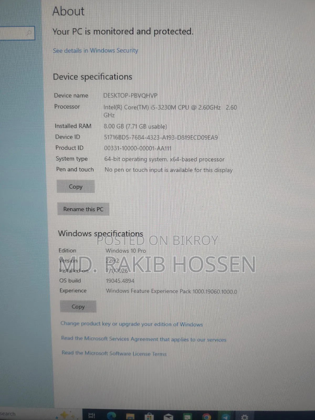 Desktop Computer 8GB Intel Core I5 SSD 256GB