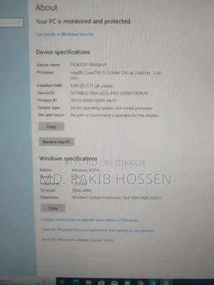 Desktop Computer 8GB Intel Core I5 SSD 256GB