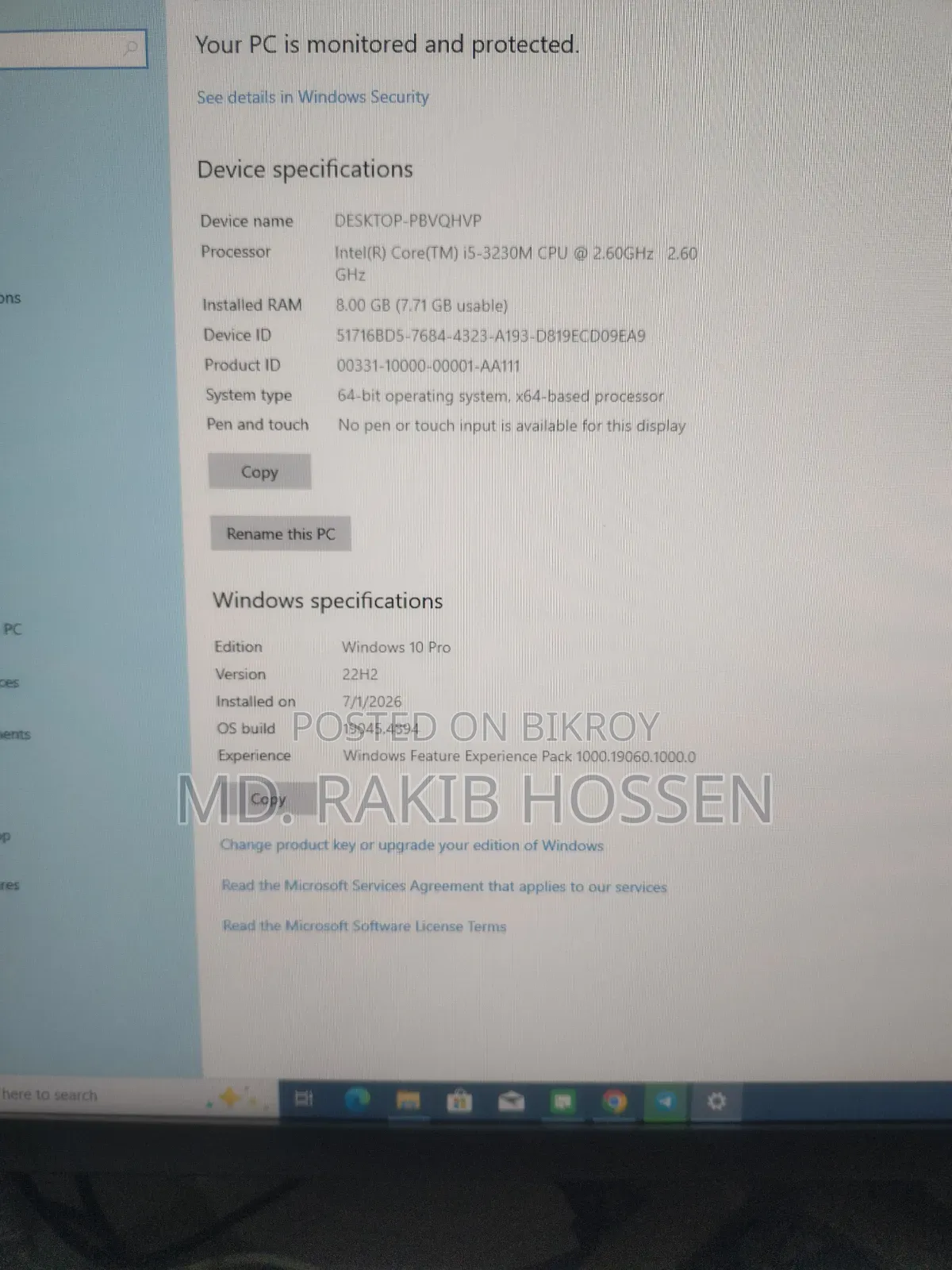 Desktop Computer 8GB Intel Core I5 SSD 256GB