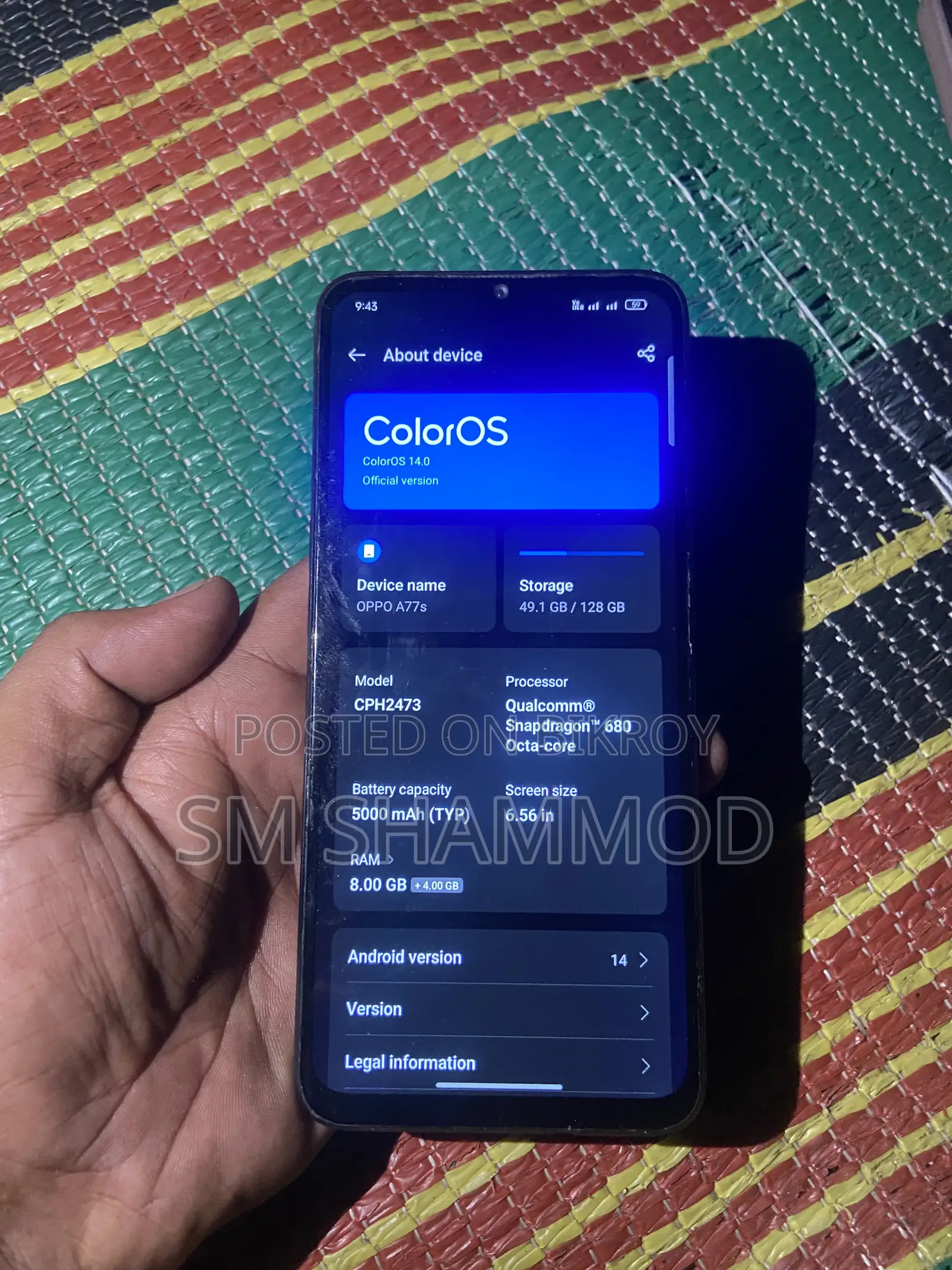 Oppo A77s 128 GB Black