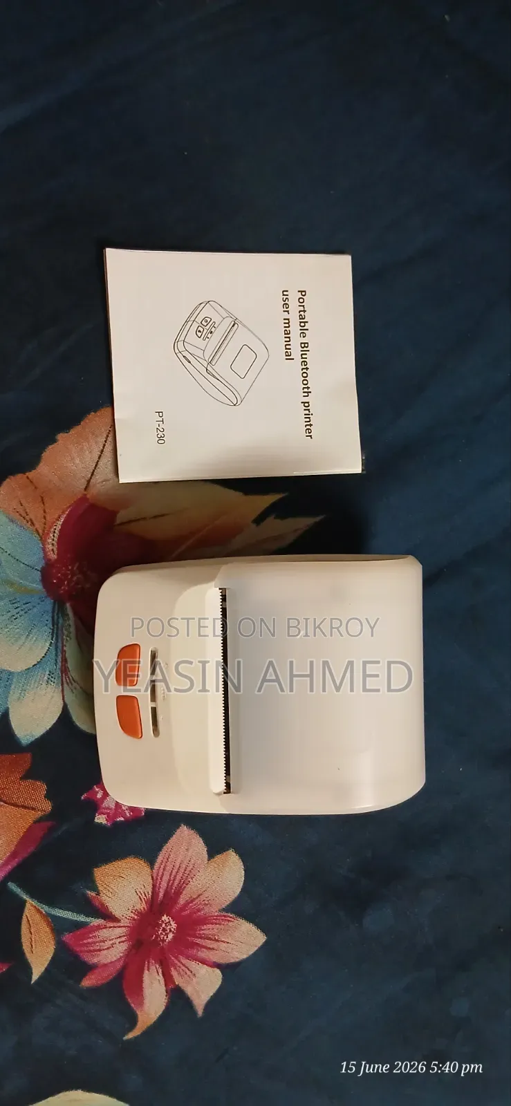 Portable Bluetooth Thermal Receipt Printer (Model: Pt-230) for sale