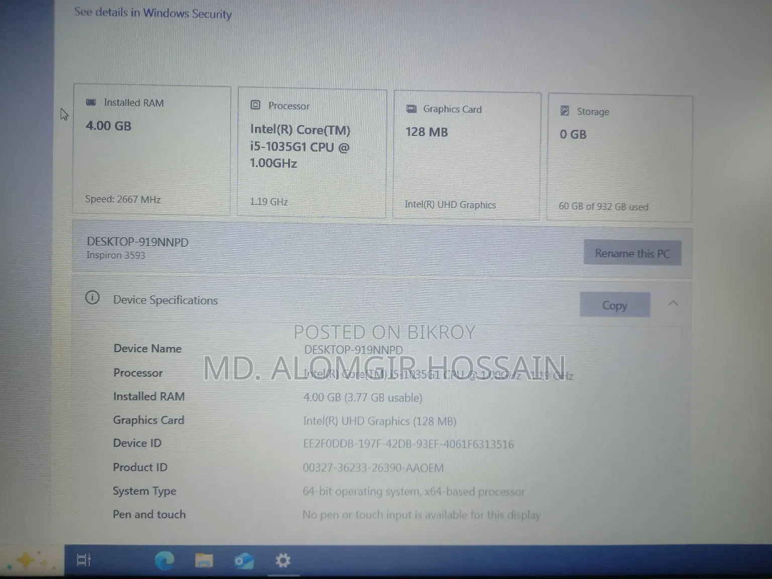 Laptop Dell Inspiron 3541 4GB Intel Core I5 HDD 1TB