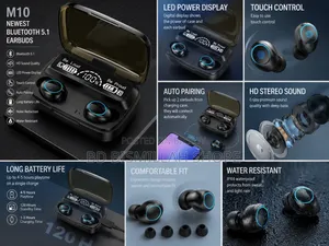 M10 TWS Bluetooth Earbuds | LED Display | Long Battery Backup |