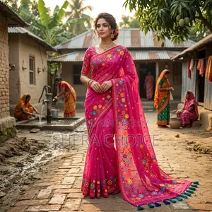 সম্পূর্ণ এমব্রয়ডারি ও ডলার ওয়ার্কের রাজকীয় বুটিক্স শাড়ি!