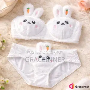 Women's Push-Up Bra Panty Set Soft Bunny Bra Panty (Single Pad)