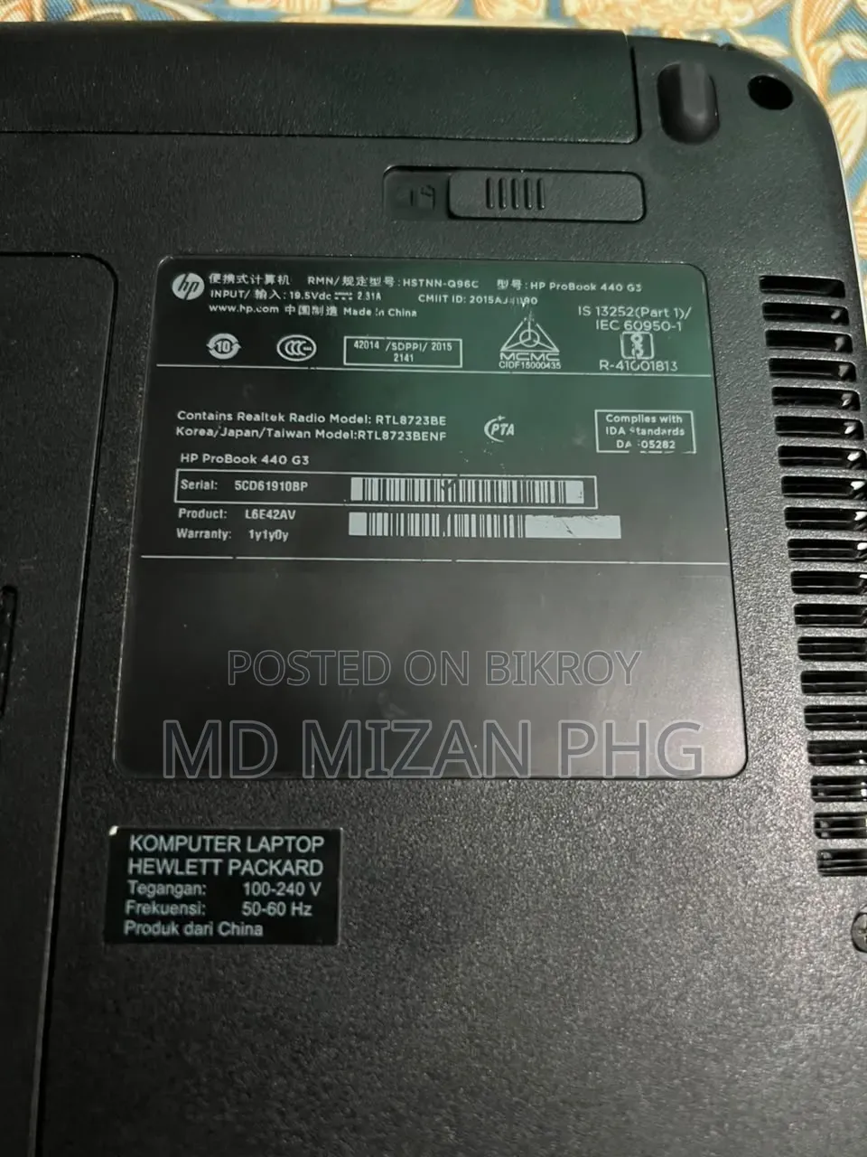 Laptop HP ProBook 440 G3 8GB Intel Core I3 SSD 256GB