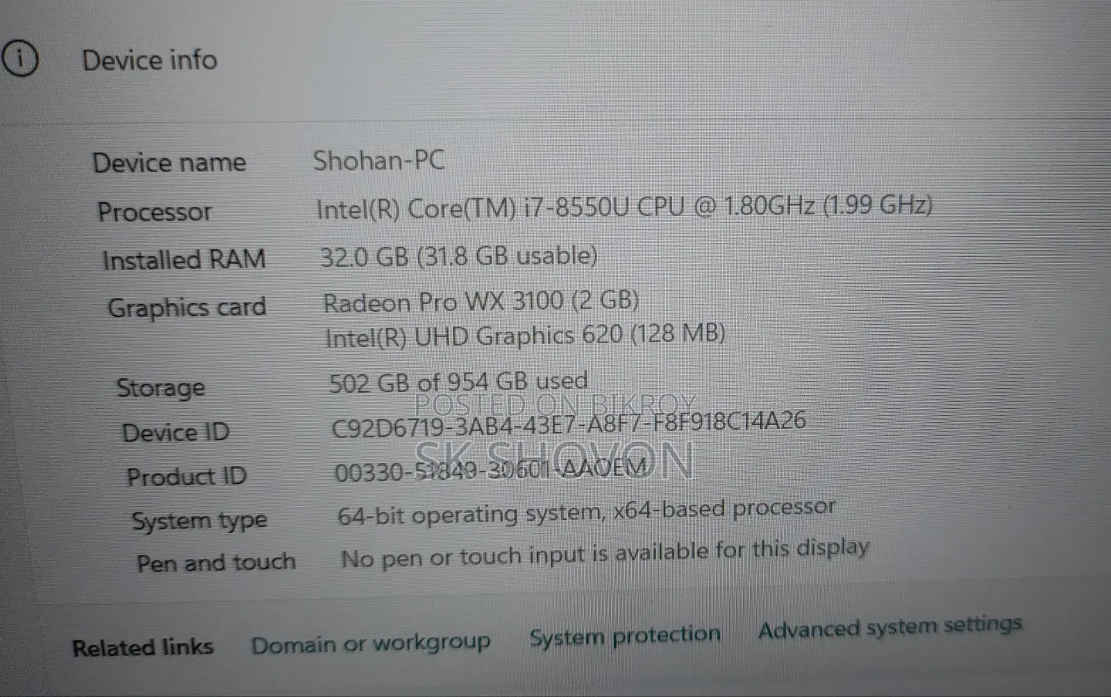 Laptop HP ZBook 15u G5 32GB Intel Core I7 SSD 1T