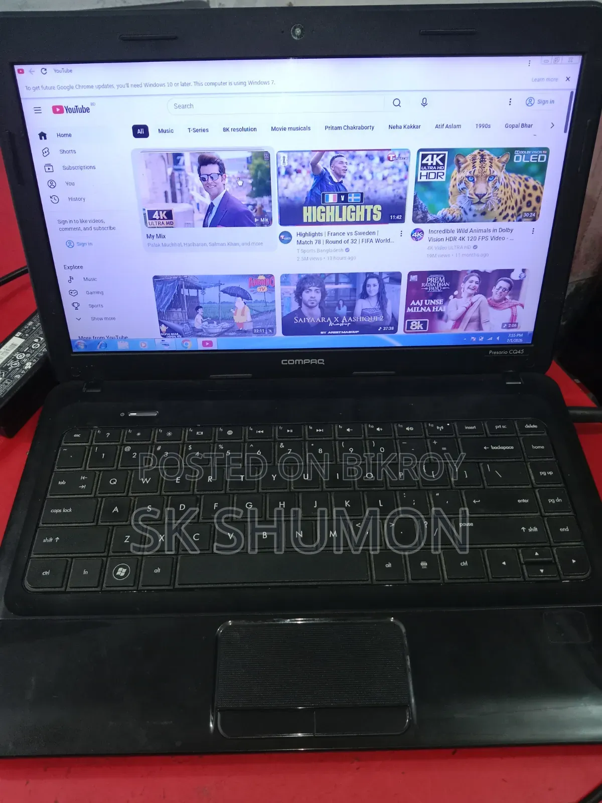ল্যাপটপ কম্প্যাক ৪জিবি ইন্টেল পেন্টিয়াম হার্ড ডিস্ক ২৫০জিবি