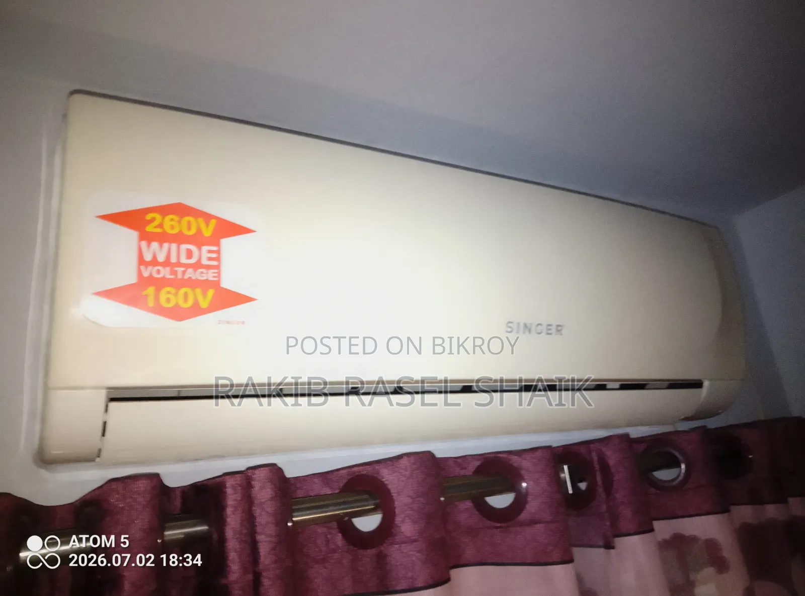 Singer Split Air Conditioner 1.5 Ton(160v-260v)