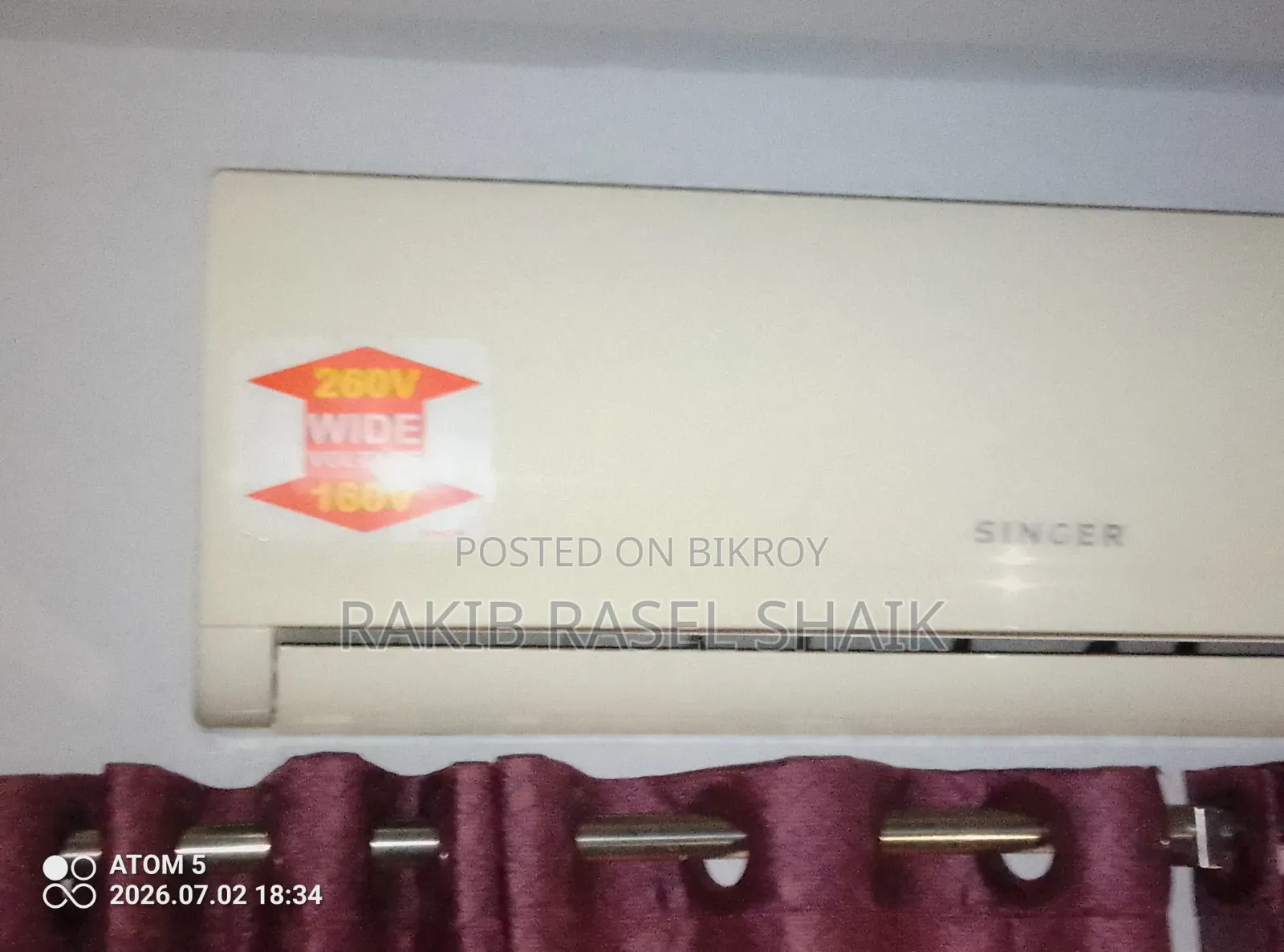 Singer Split Air Conditioner 1.5 Ton(160v-260v)