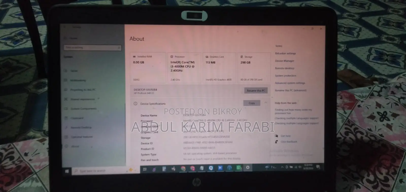 Laptop HP ProBook 640 G1 8GB Intel Core I3 HDD 500GB