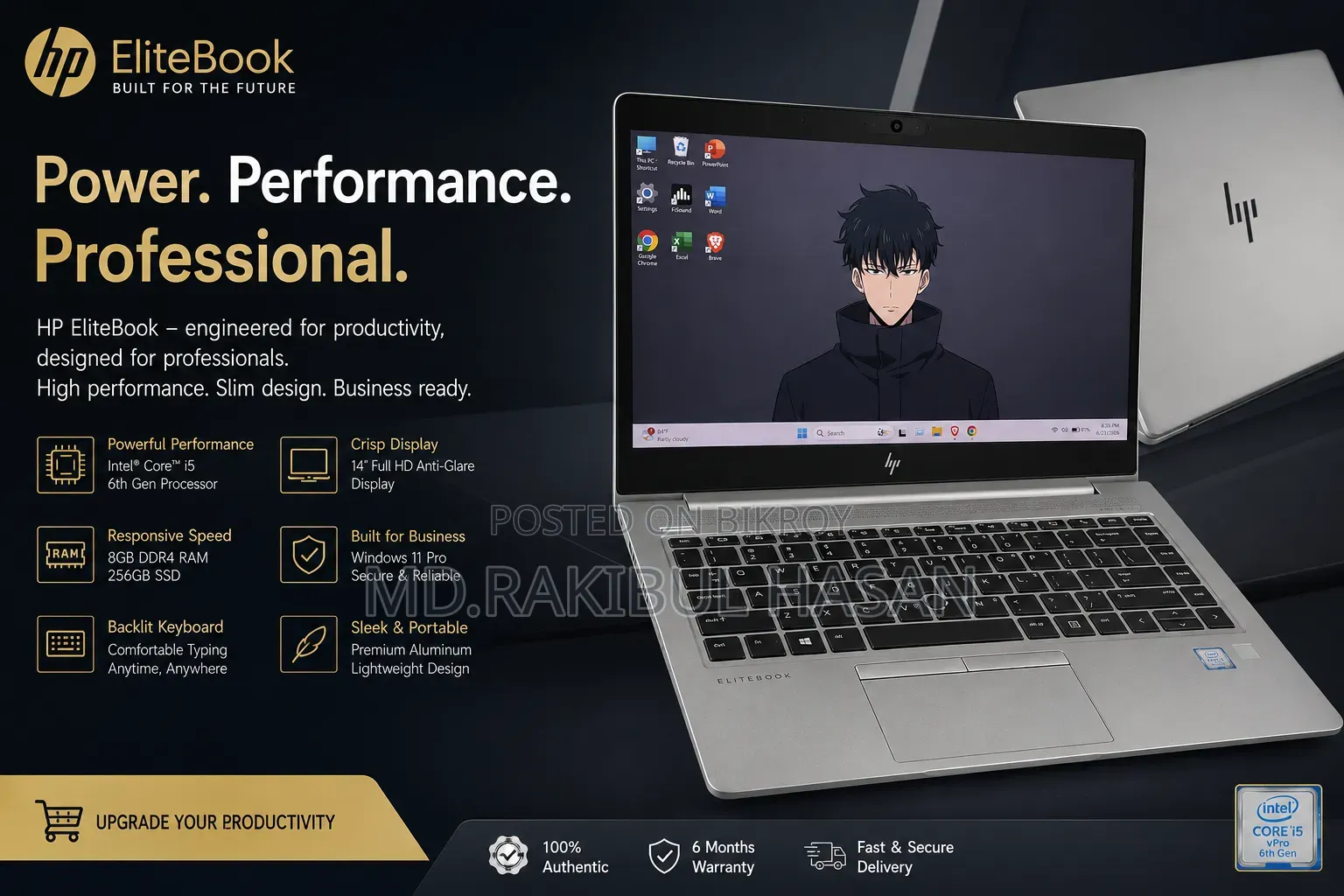 Laptop HP EliteBook 840 G6 8GB Intel Core I5 HDD+SSD 256GB