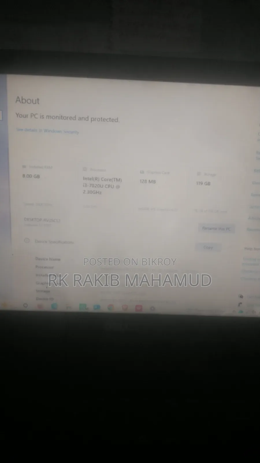 ল্যাপটপ ডেল ইন্সপায়রন ১৫ ৮জিবি ইন্টেল কোর আই৩ এসএসডি ১২৮জিবি