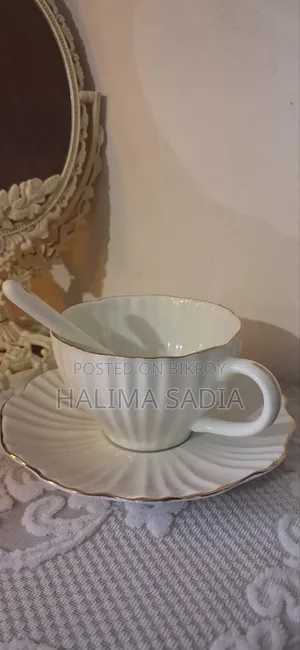 Ceramic Cup With Plate and Free Spoon