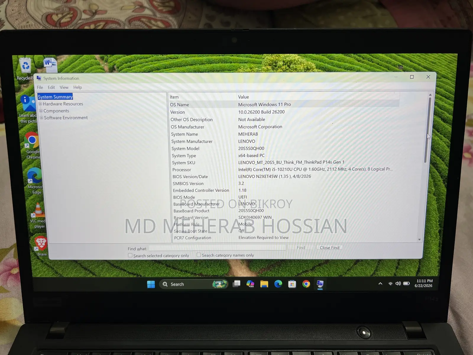 Laptop Lenovo ThinkPad T14s Gen 1 16GB Intel Core I5 SSD 256GB