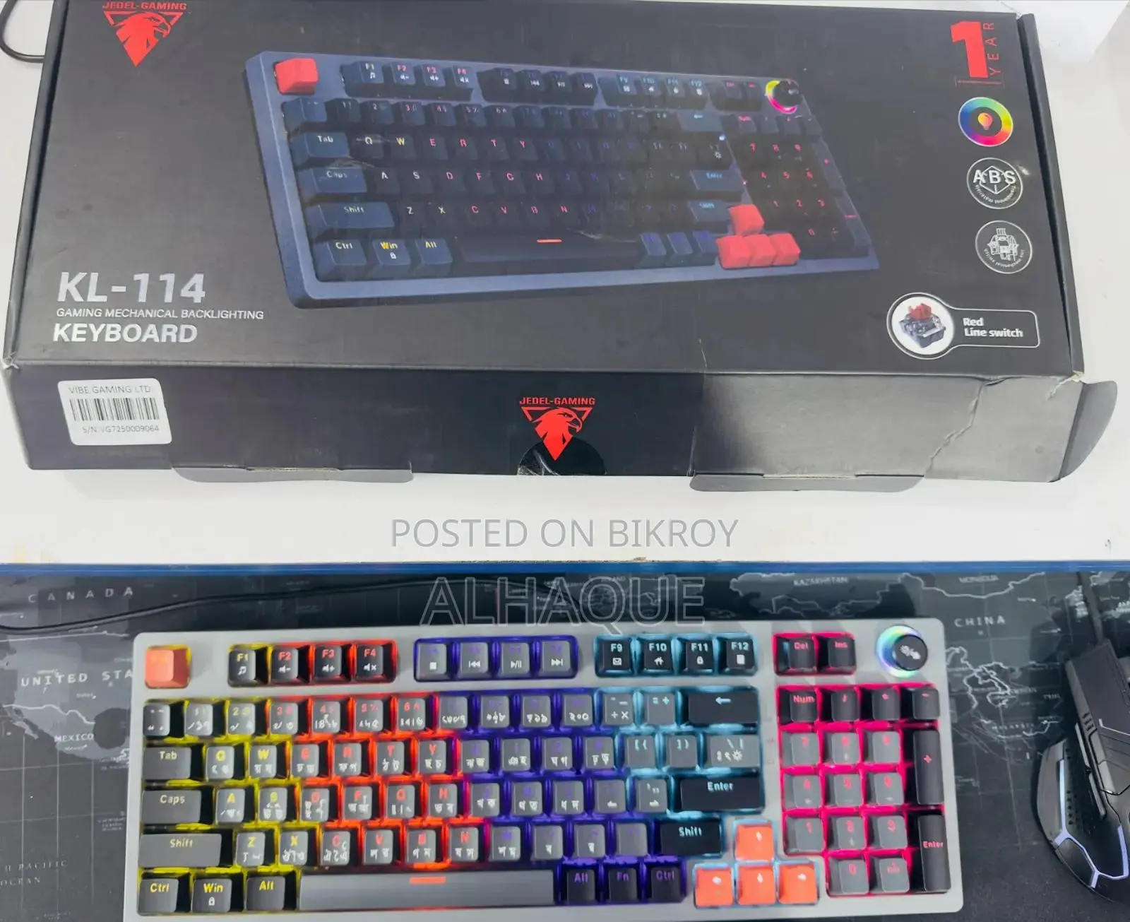 Jadel Kl-114 RGB Gaming Mechanical Keyboard - Red