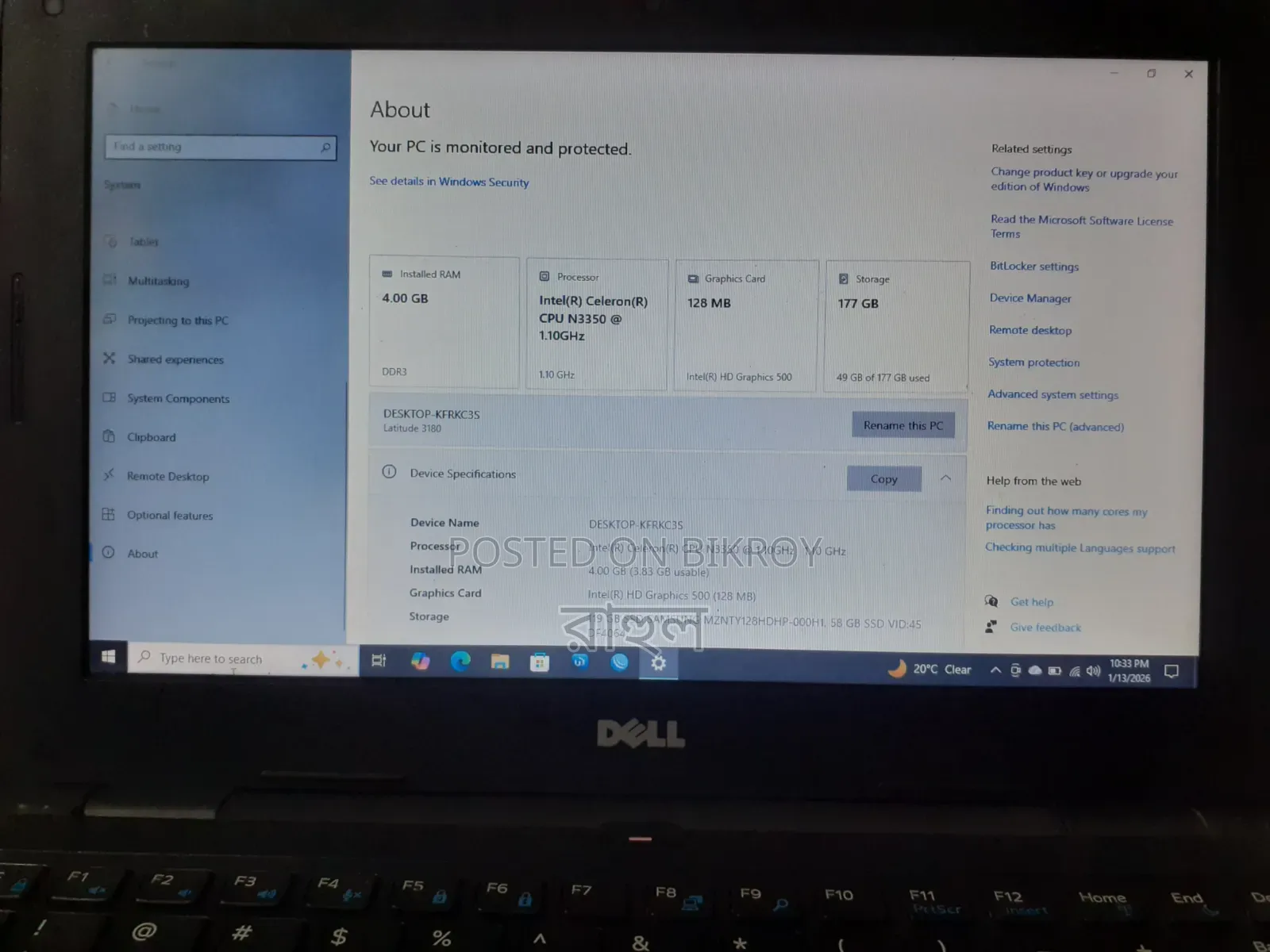 Laptop Dell Latitude 11 3180 4GB Intel Celeron SSD 128GB
