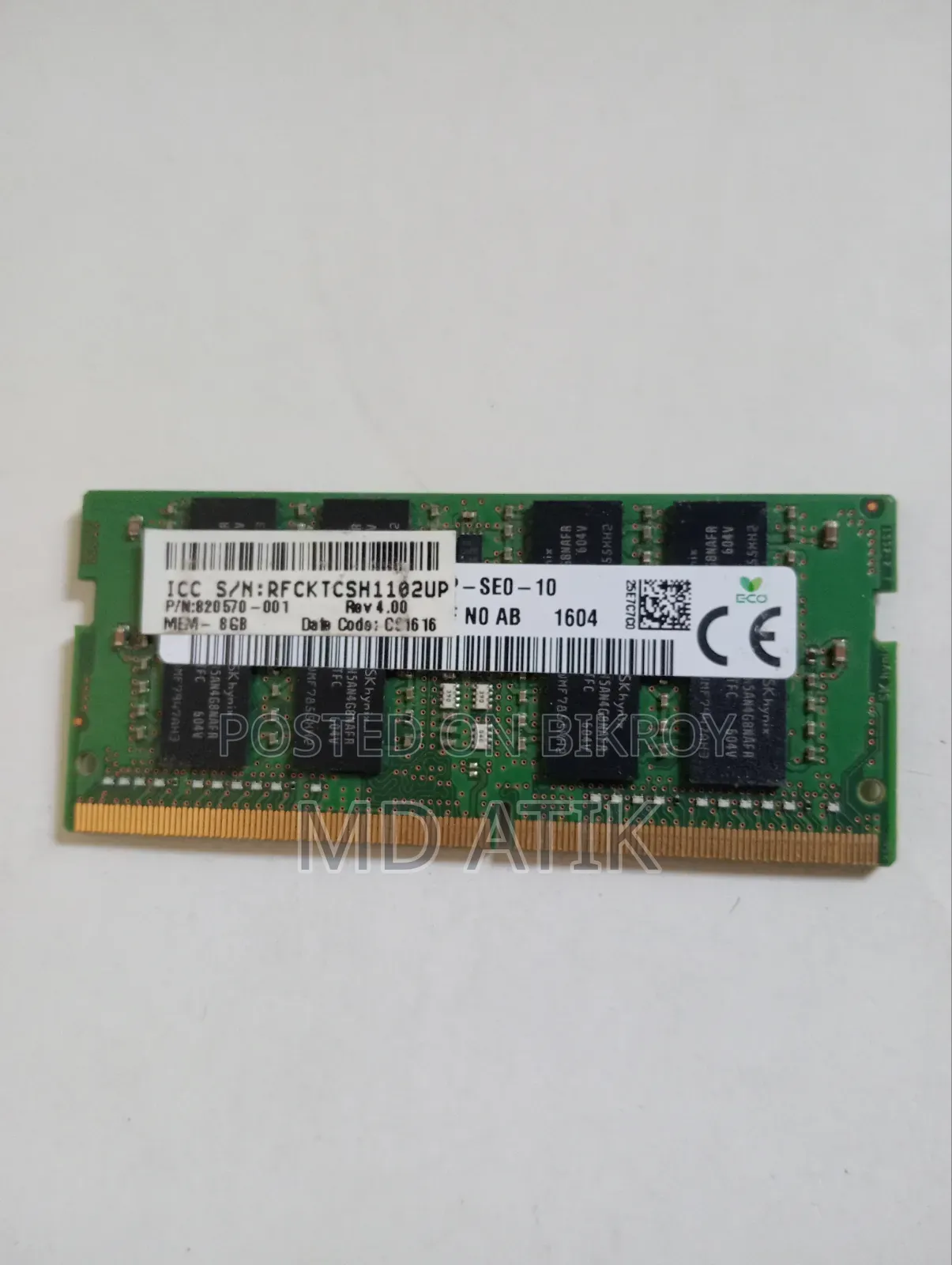 8GB DDR4 Laptop RAM Fresh Condition