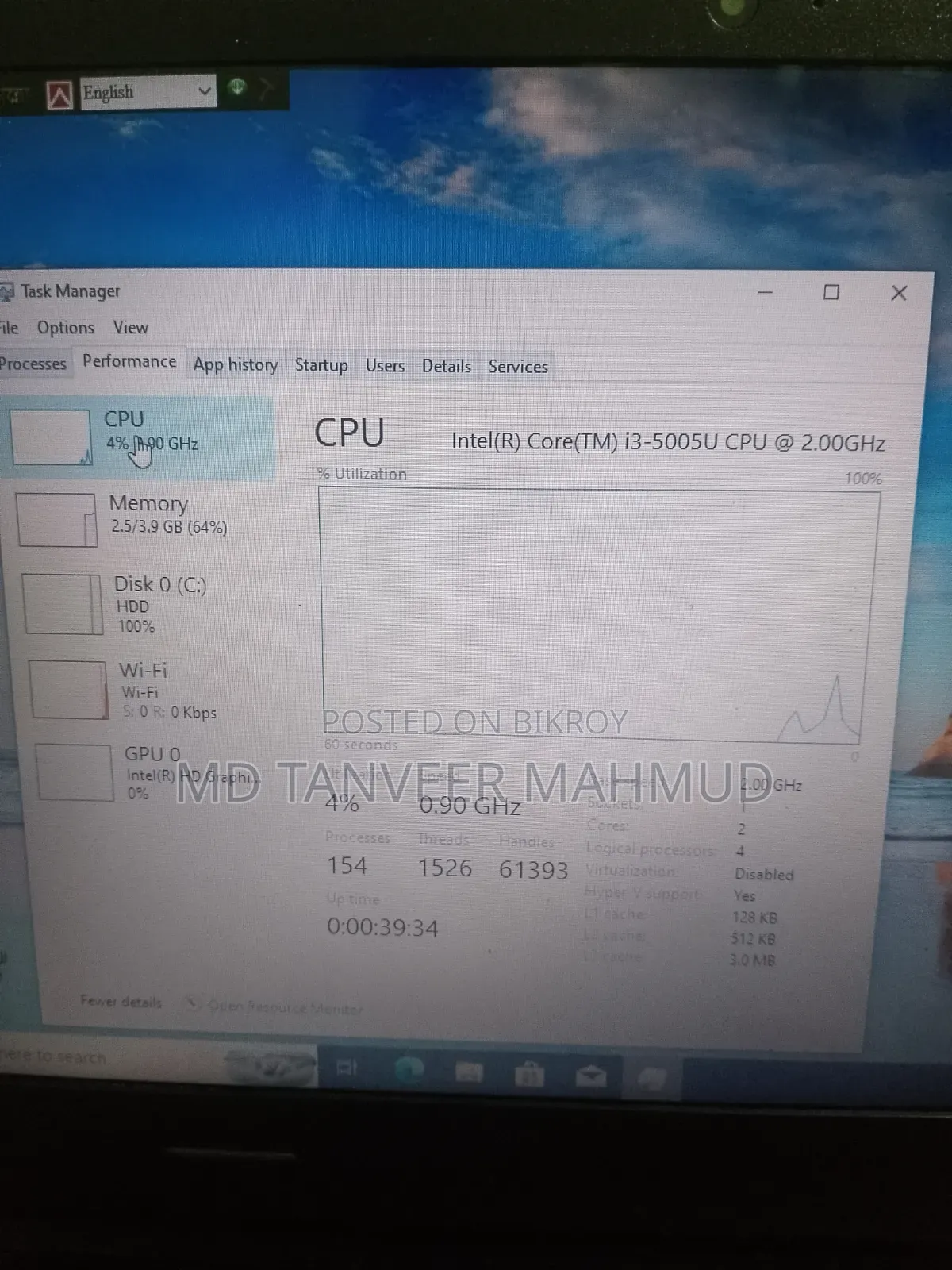 Laptop Lenovo Ideapad 3 4GB Intel Core I3 HDD 1TB