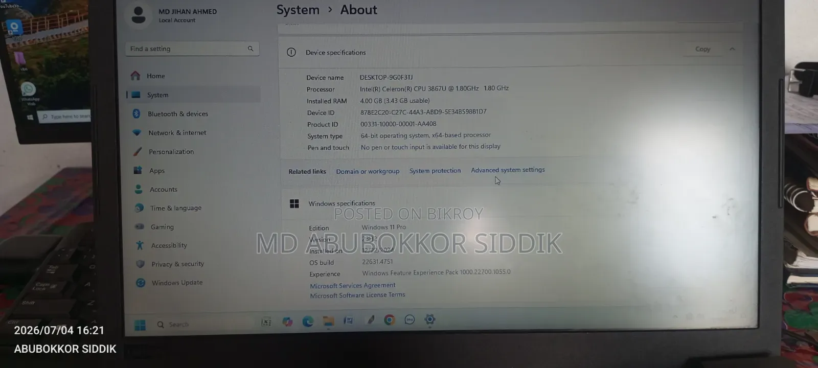 Laptop Lenovo V130-15ikb 4GB Intel Celeron HDD 500GB