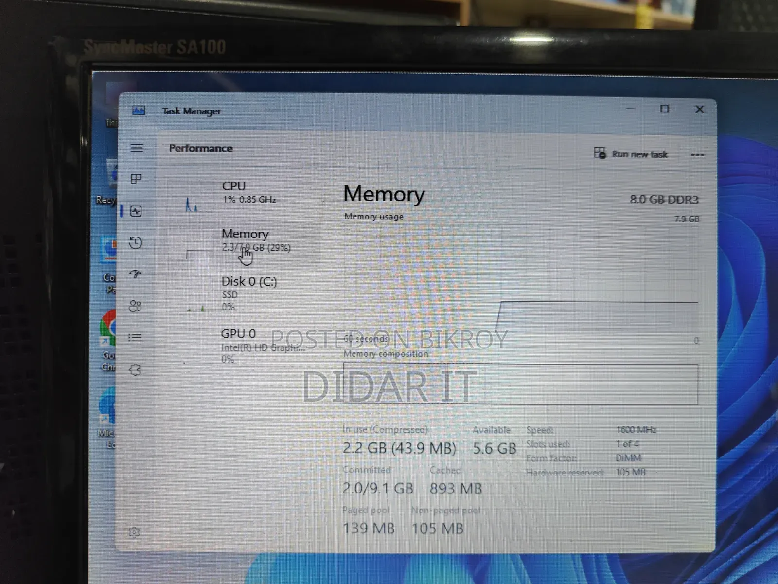 Desktop Computer Gigabyte 8GB Intel Core I5 SSD 128GB