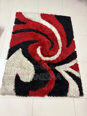 Carpet With Black, Red and White Swirls