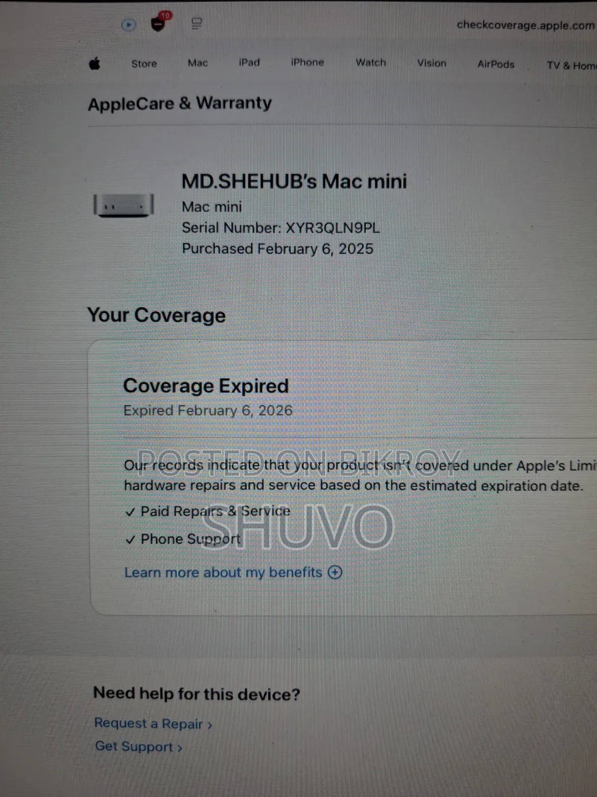 Desktop Computer Apple Mac Mini M4 16GB Apple M4 HDD 256GB