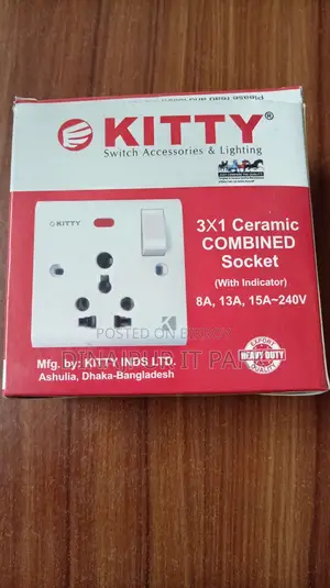 Kitty 3x1 Ceramic Combined Multi-Functional Socket