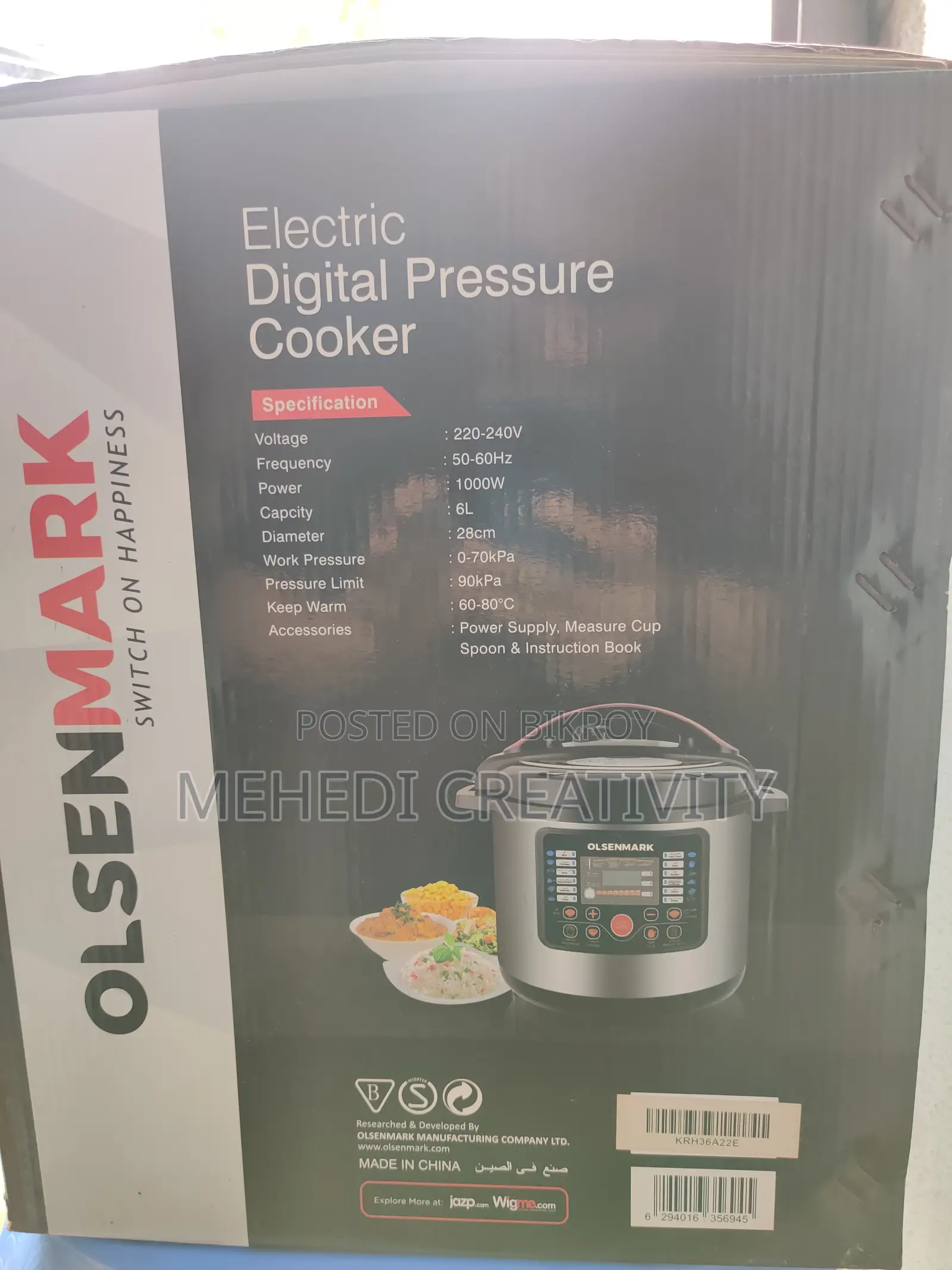Olsenmark 6L Digital Pressure Cooker | 1000W Multi-Cooker