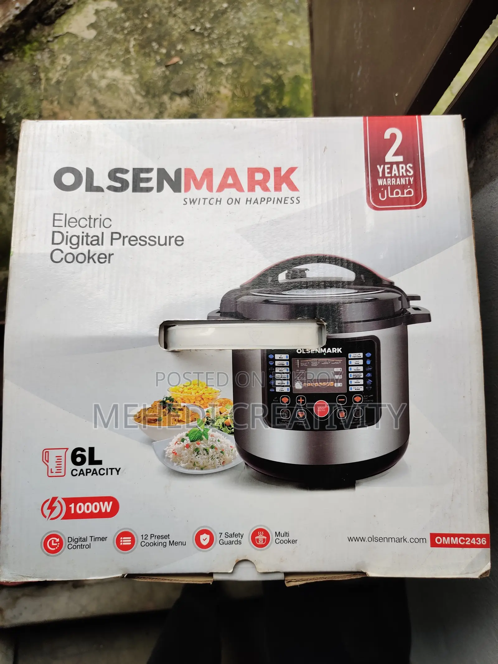 Olsenmark 6L Digital Pressure Cooker | 1000W Multi-Cooker