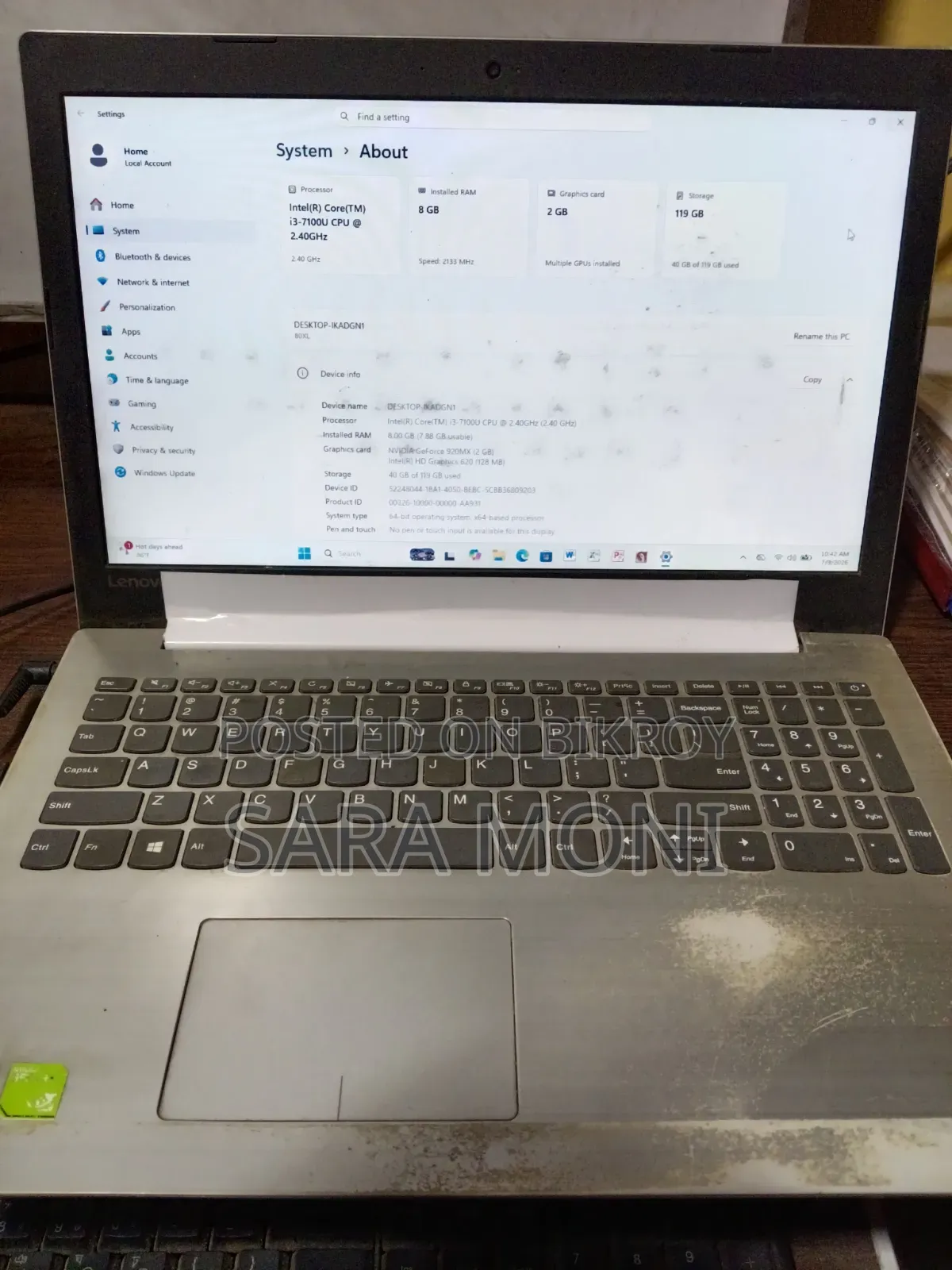 Laptop Lenovo IdeaPad 320 8GB Intel Core I3 SSD 128GB