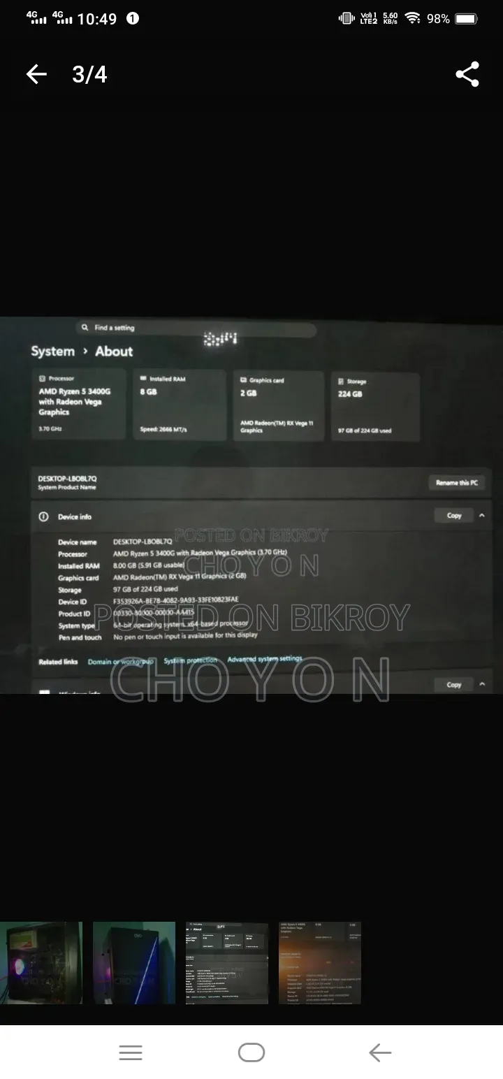 Desktop Computer Asus 8GB AMD SSD 256GB