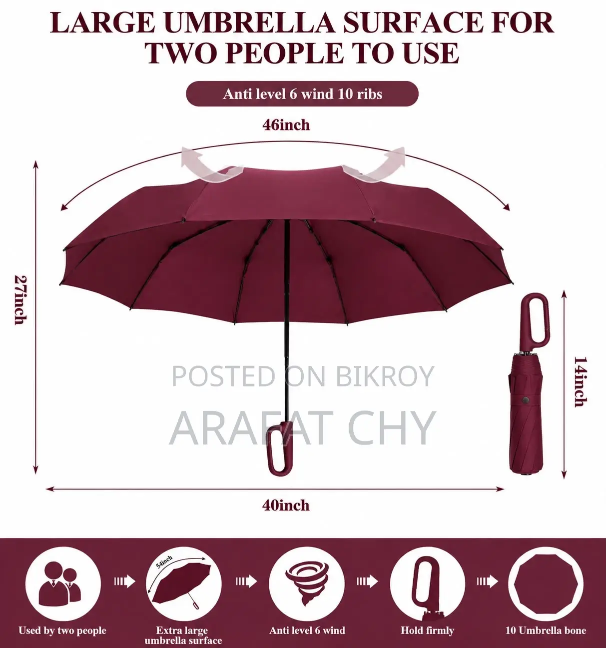 Automatic Umbrella For Men Women Fully Opened R Foldingdouble Umbrella