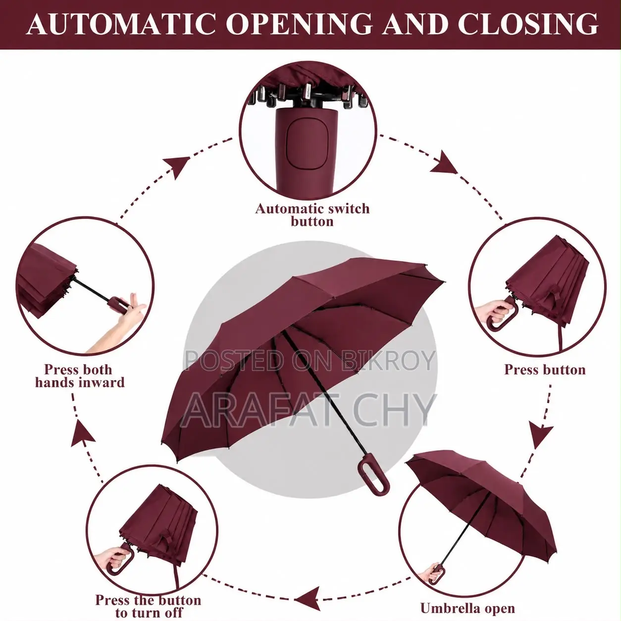 Automatic Umbrella For Men Women Fully Opened R Foldingdouble Umbrella