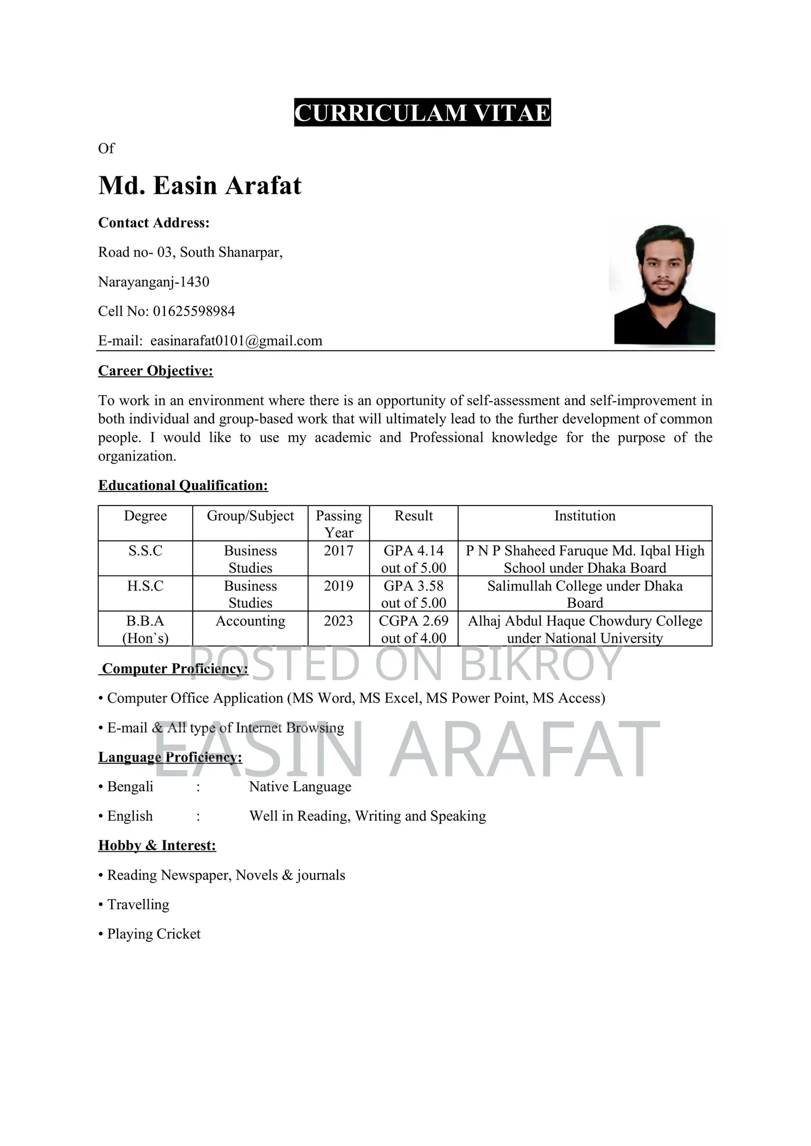 Computing IT CV
