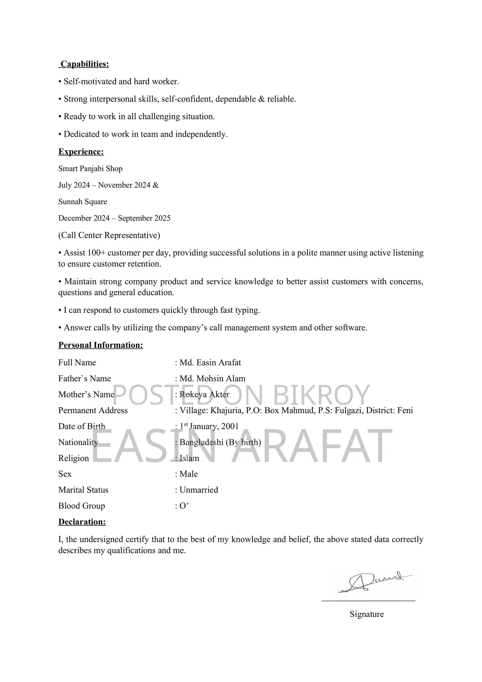 Computing IT CV