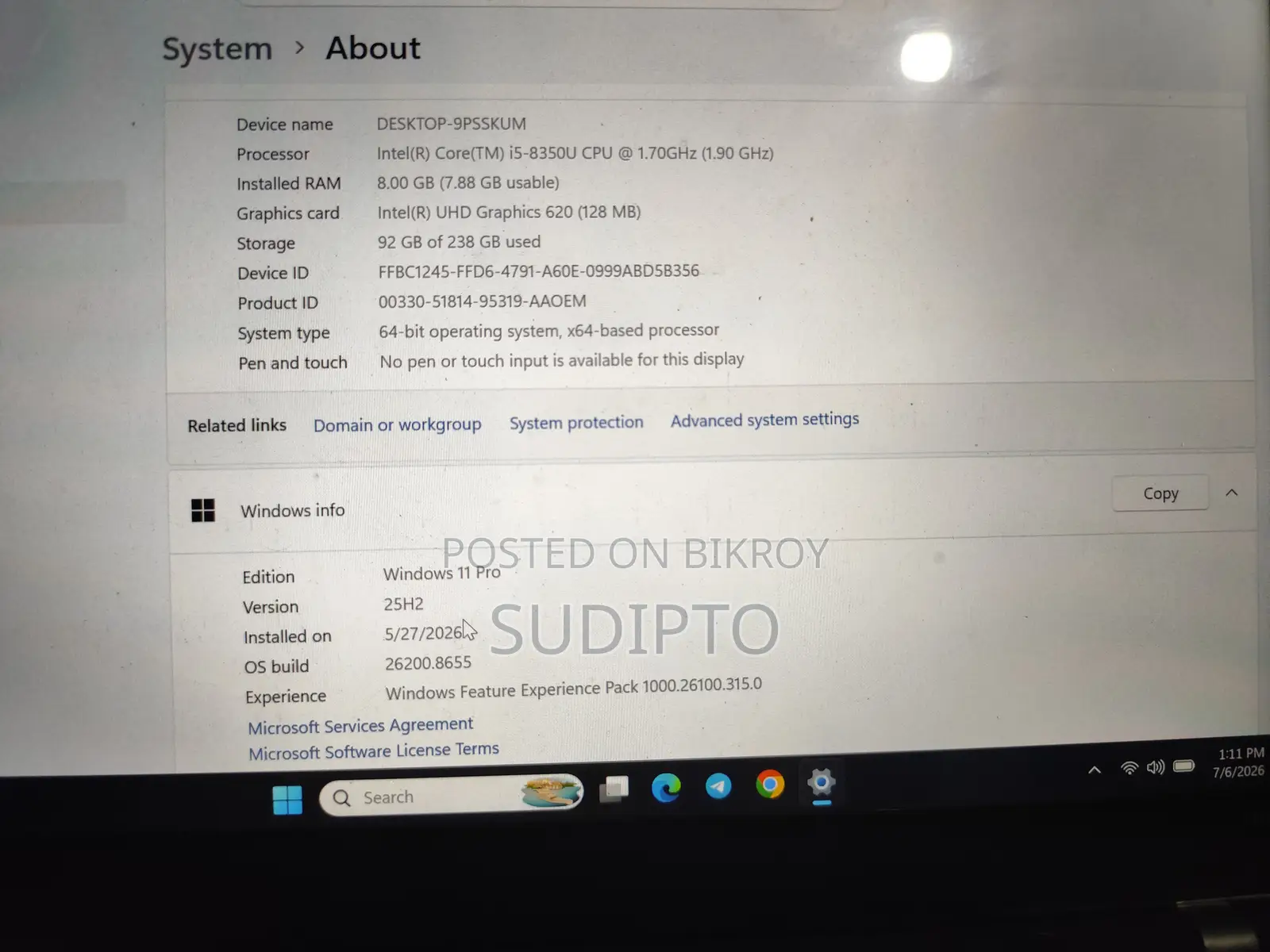 Laptop Lenovo ThinkPad T490s 8GB Intel Core I5 SSD 256GB