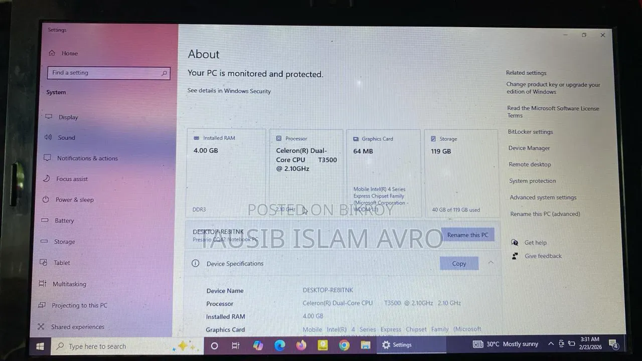 Laptop Compaq Presario CQ42 4GB Intel Celeron SSD 128GB
