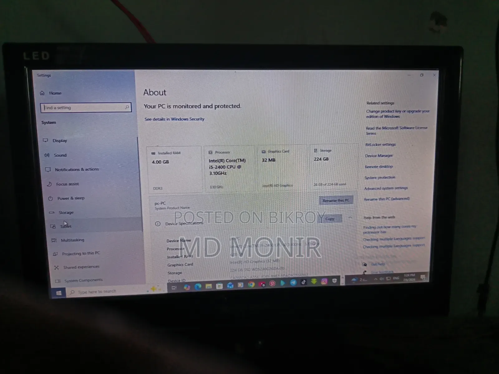 Desktop Computer Asus A4110 4GB Intel Core i5 SSD 32GB