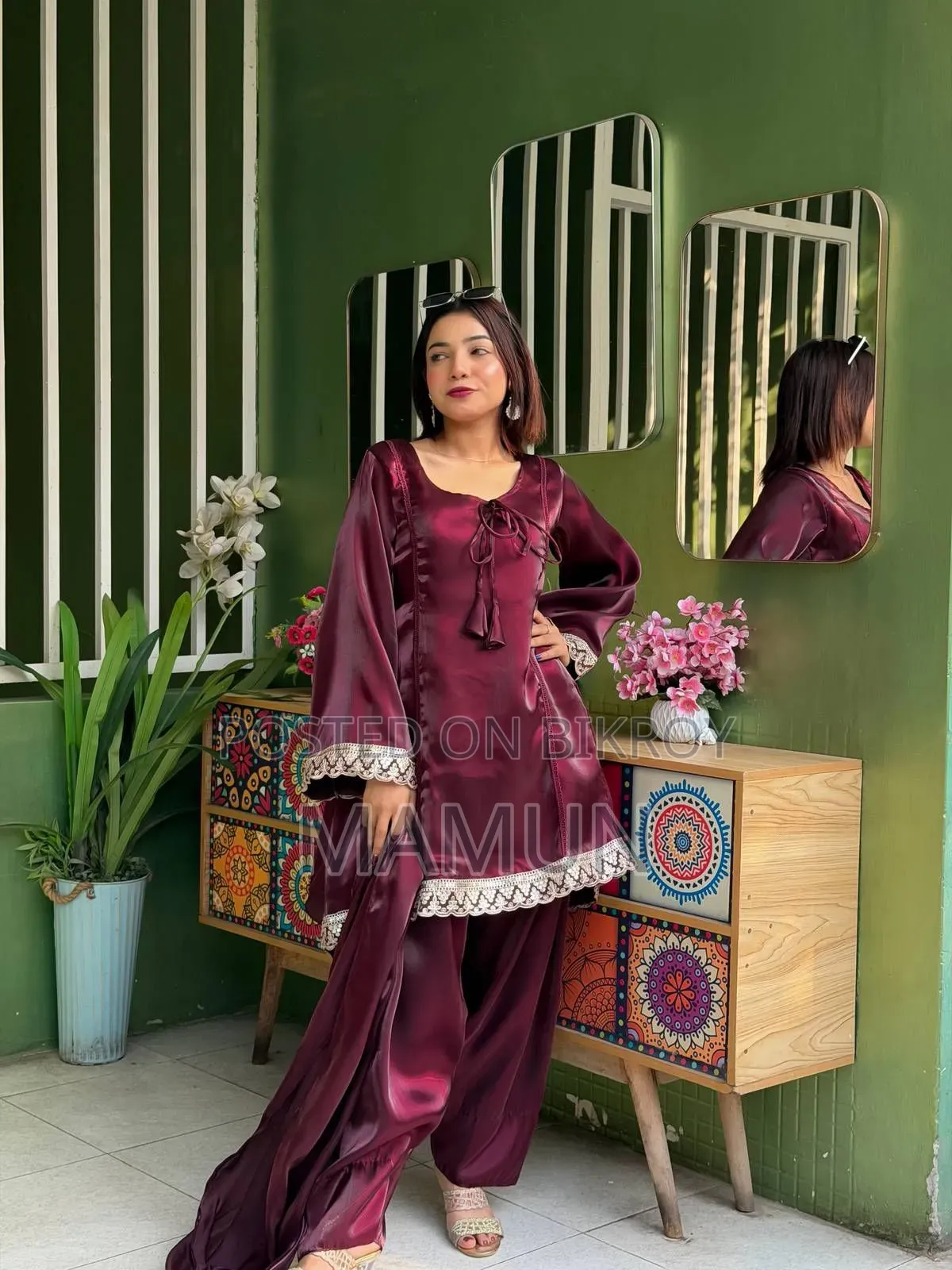 Samusilk Three Piece Gown Most Demanding Purple Color Samusilk