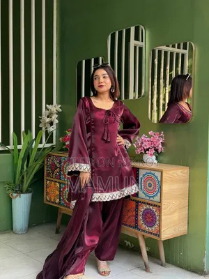 Samusilk Three Piece Gown Most Demanding Purple Color