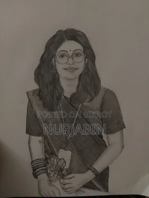 Portrait Sketch With Frame - Hand Drawn Artwork From Photo
