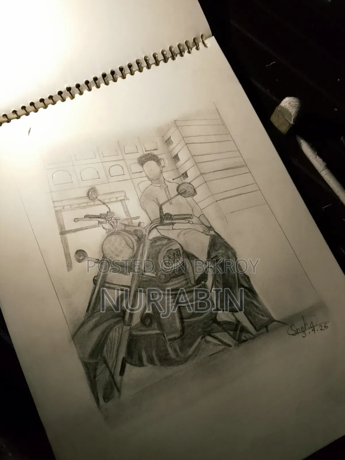 Portrait Sketch With Frame - Hand Drawn Artwork From Photo
